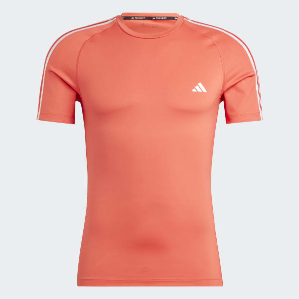 Red Techfit 3-Stripes Training Tee