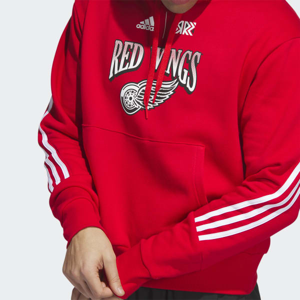 Men's adidas Red Detroit Red Wings Skate Lace AEROREADY Team Pullover Hoodie