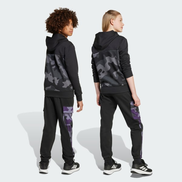 Μαύρο Παιδικό παντελόνι cargo Seasonal Essentials Camo French Terry