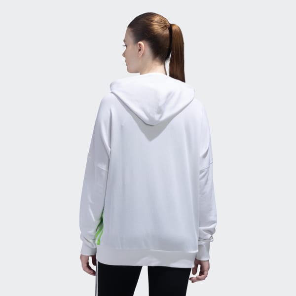 Adidas white store hooded sweatshirt