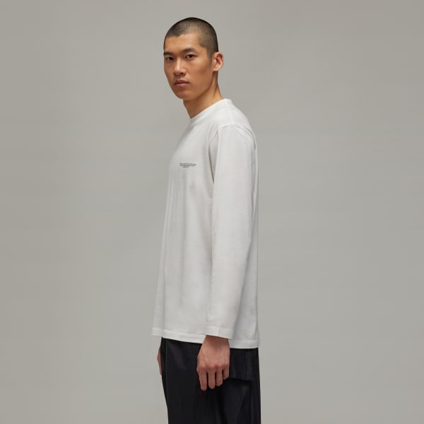 White Y-3 Logo Long Sleeve Tee