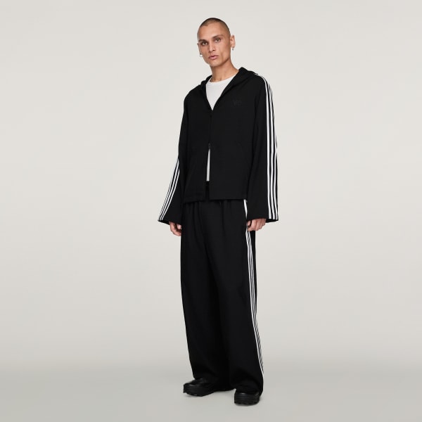 Zwart Y-3 Sportjack met Capuchon en 3-Stripes