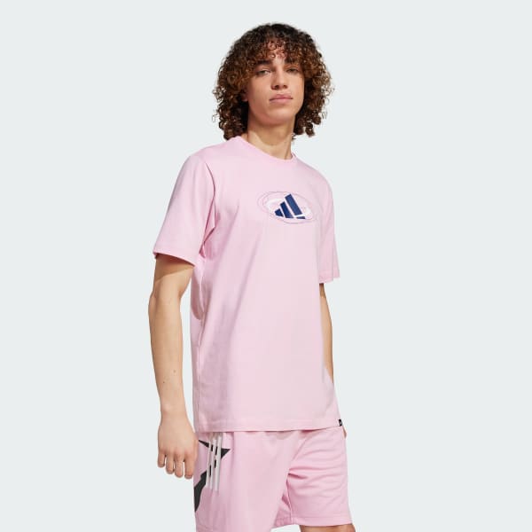 สีชมพู เสื้อยืดพิมพ์ลาย House of Tiro Block