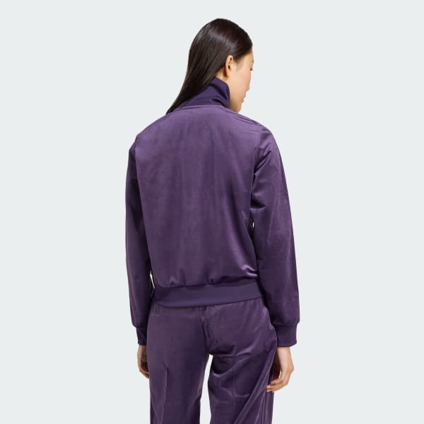 Mau-tim Áo Track Top Vải Nhung Adicolor