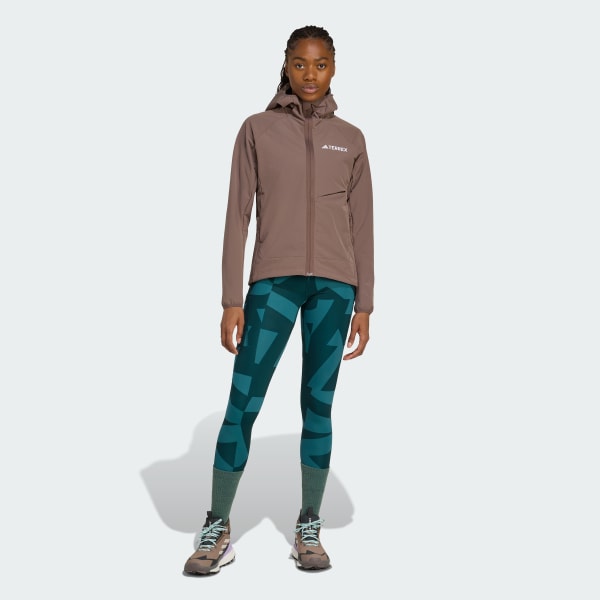 adidas Terrex Xperior Softshell Fleece Hooded Jacket - Brown