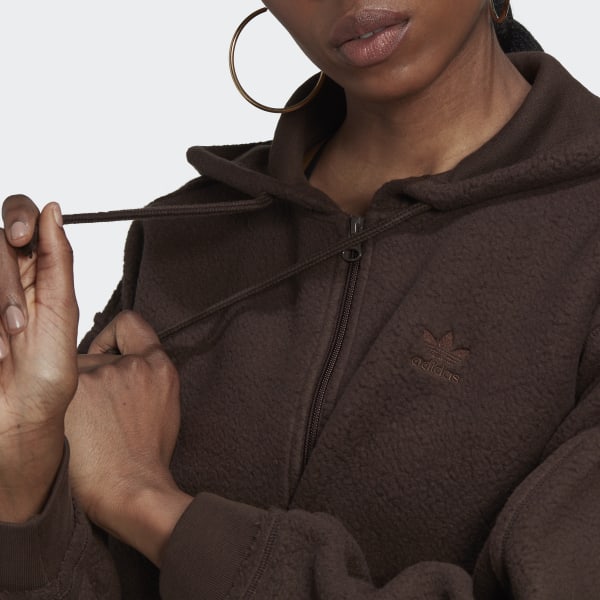 Marron Chaqueta con capucha Crop Loungewear