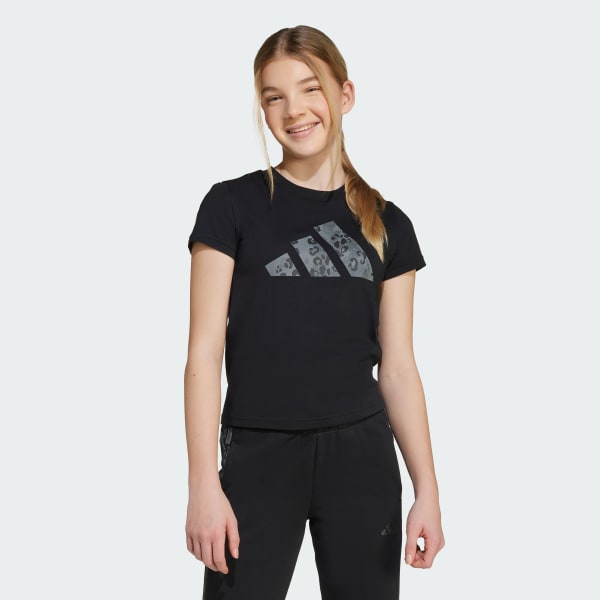 Svart adidas Girls Animal Big Logo Single Jersey T-Shirt Kids