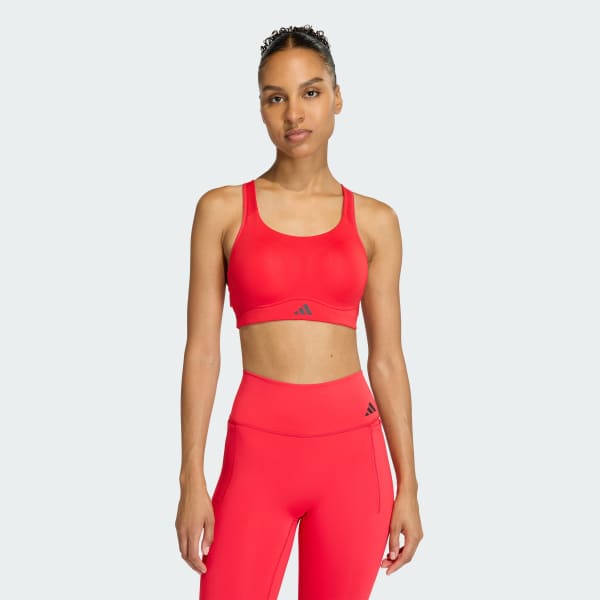 Red Optime Workout High Support Bra