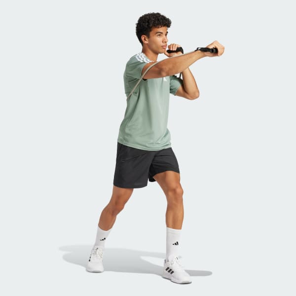 Grun Train Essentials 3-Streifen Training T-Shirt