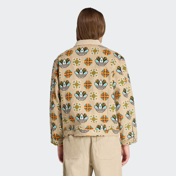 Marron Veste d'entraîneur ample à imprimé monogramme intégral