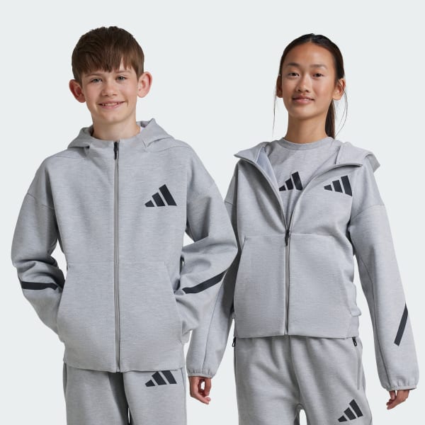 Grau adidas Z.N.E. Track Top mit Kapuze und durchgehendem Reißverschluss