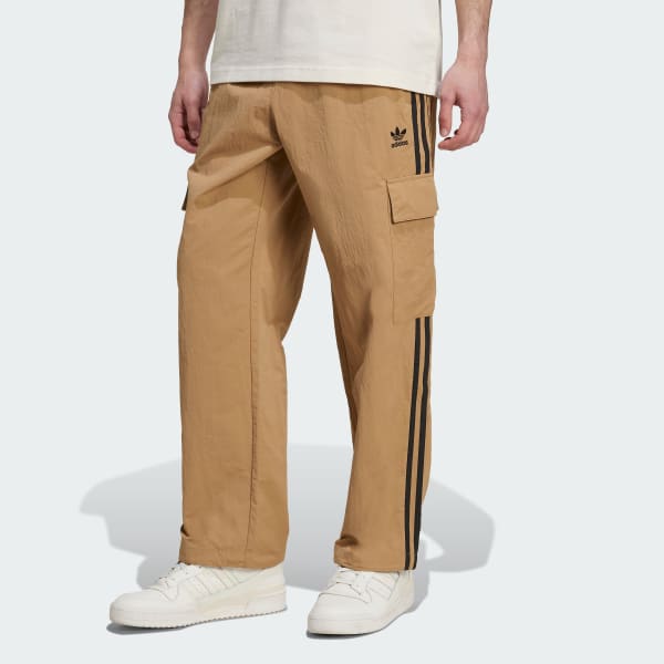 【ADIDAS】3S Cargo Pants - Beige / JG8042 Size L- Adicolor Classics 3 Stripes Men's Cargo Pants