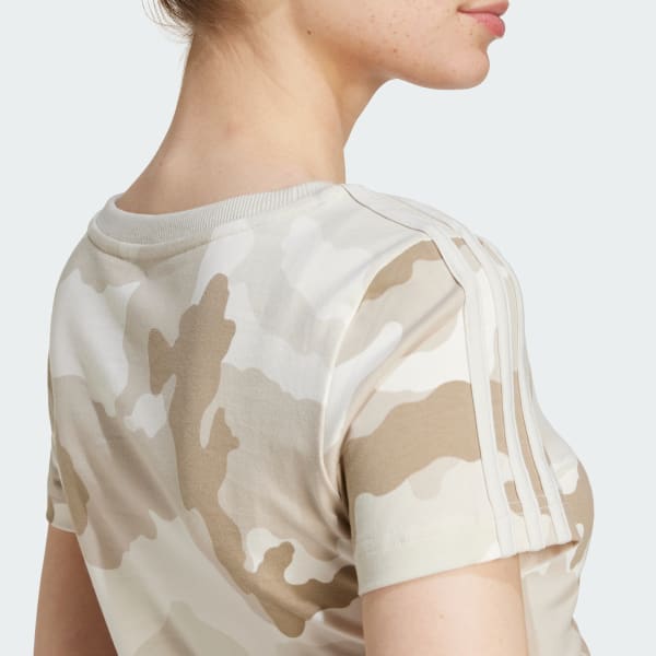 bézová Essentials 3-Stripes Camo Print Baby T-Shirt