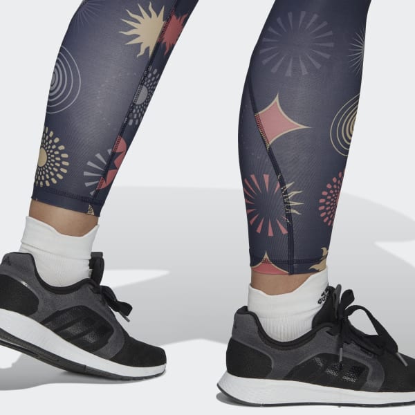 Blauw Optime Training Printed Lange Legging LOR19