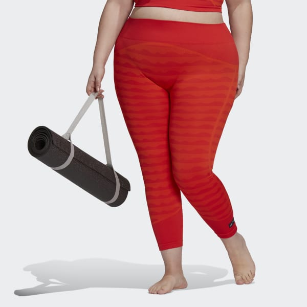 Leggings largos de talla grande para mujer, color rojo, Rojo 