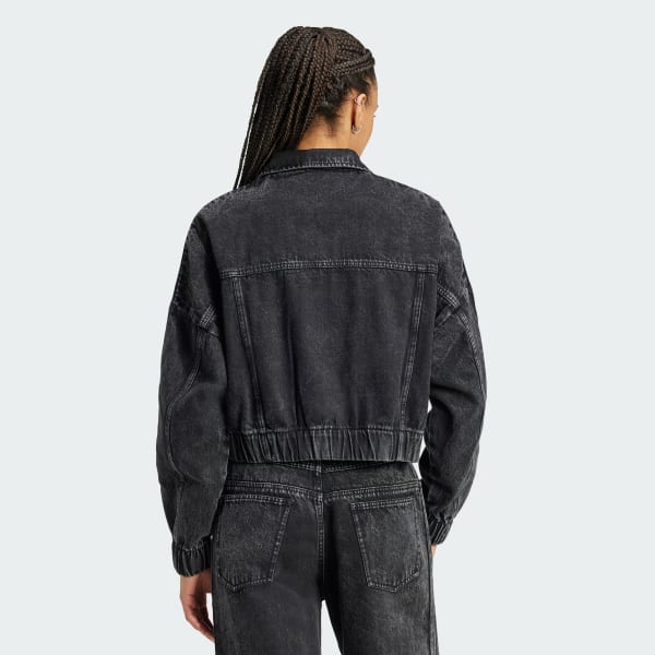Black Premium Essentials Denim Track Top