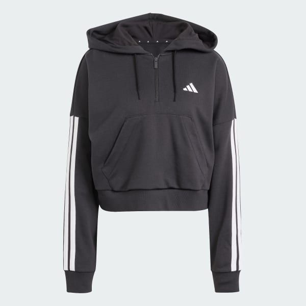 adidas Essentials 3-Stripes French Terry Quarter-Zip Hoodie