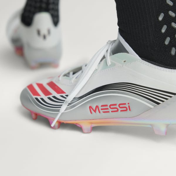 adidas F50 Messi Elite Firm Ground Cleats - White | Free