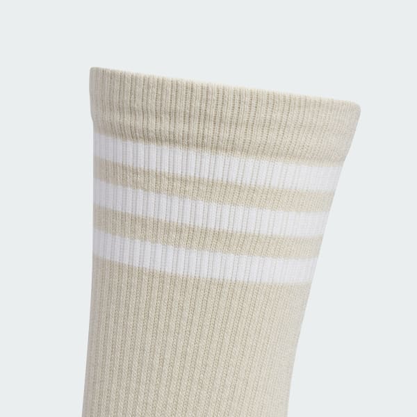 ベージュ 【ゴルフ】クルー丈 スリーストライプ クッションソックス