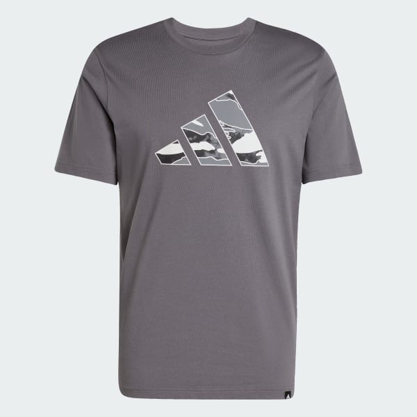 Gris Camiseta con logotipo y estampado de camuflaje