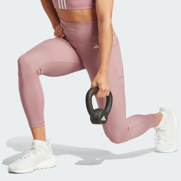 adidas Optime Stash Pocket High-Waisted 7/8 Leggings - Pink, Women's  Training