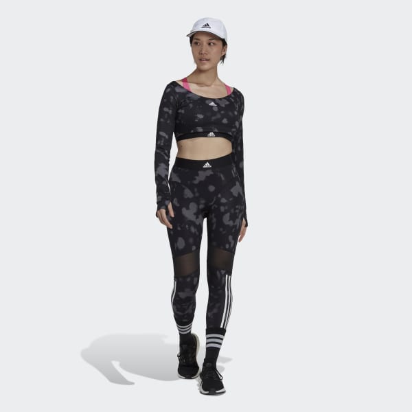 cierna Top Hyperglam Cut 3-Stripes Long Sleeve Crop CE474