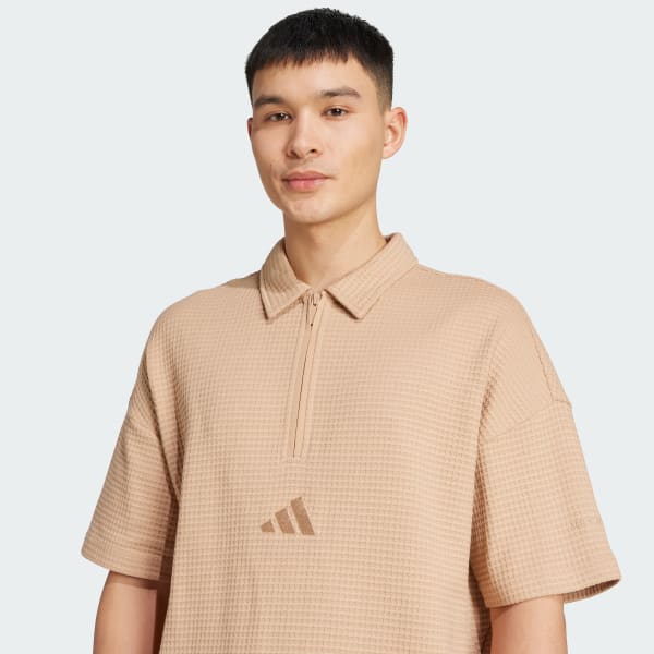 服22 adidas All SZN Waffle Knit Half-Zip Polo - Brown | adidas