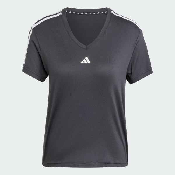 Black AEROREADY Train Essentials  3-Stripes V-neck Tee