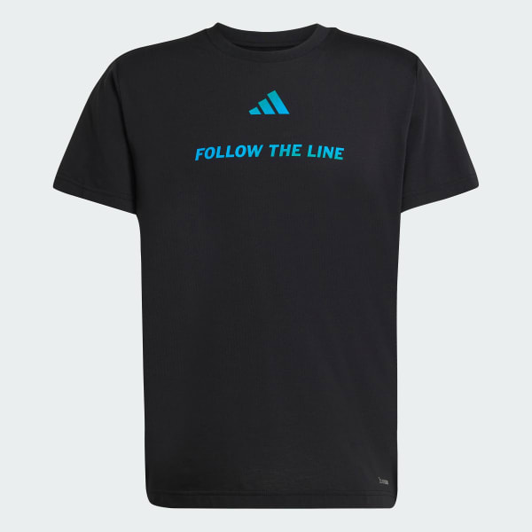 สีดำ เสื้อยืดพิมพ์ลาย FOLLOW THE LINE UNITEFIT
