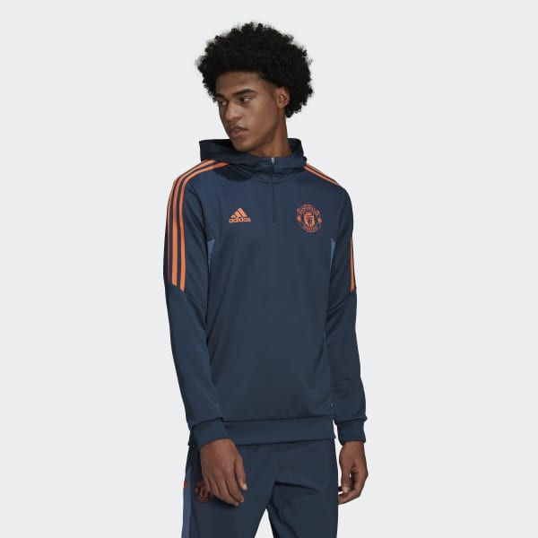 modrá Tepláková bunda Manchester United Condivo 22 Hooded P4799