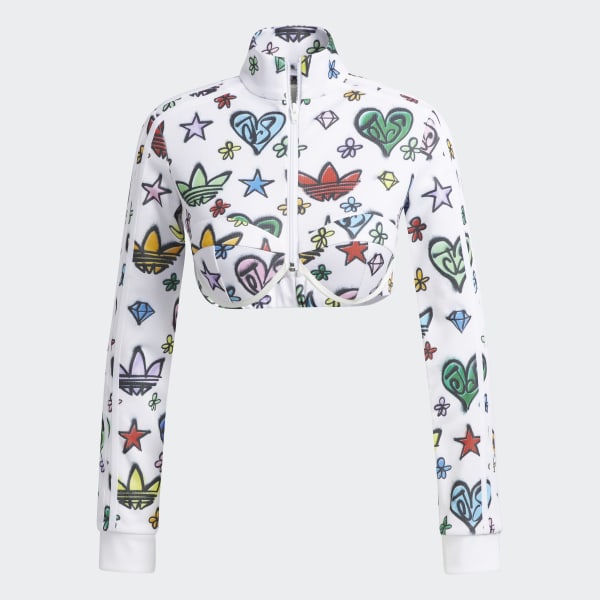 White Jeremy Scott Monogram Crop Track Top