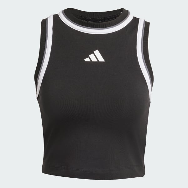 Schwarz Essentials Color-Pop Cotton Crop-Top