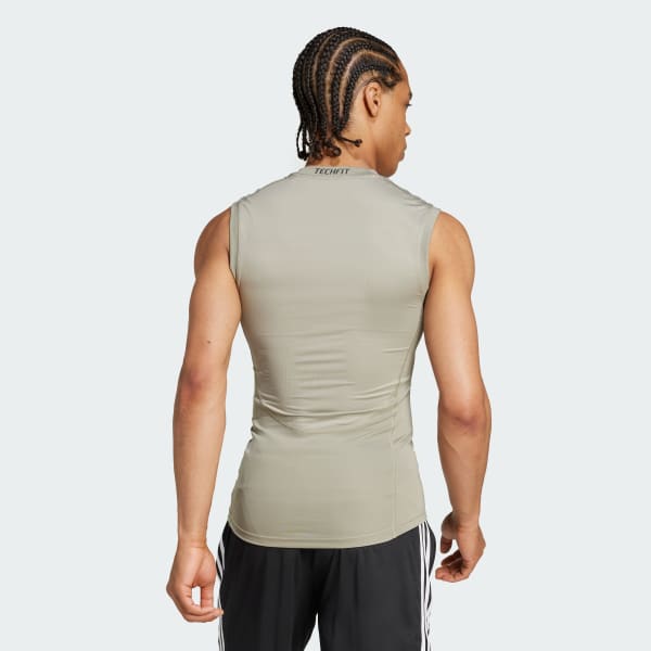 adidas Techfit Compression Training Sleeveless Tee Green Free Shipping with adiClub adidas US