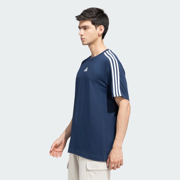 Blue 3-Stripes Cotton Tee