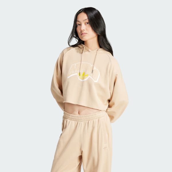 Beige Buzo Corto con Capucha