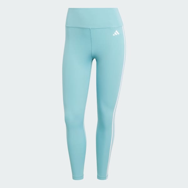 Turkusowy Train Essentials 3-Stripes High-Waisted 7/8 Leggings