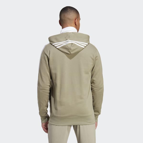 zelená Mikina Essentials French Terry 3-Stripes Full-Zip