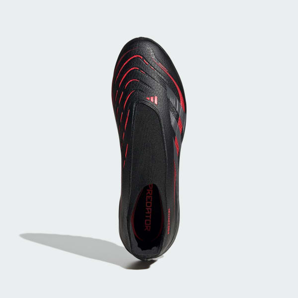 Svart Predator League Laceless Turf Fotbollsskor