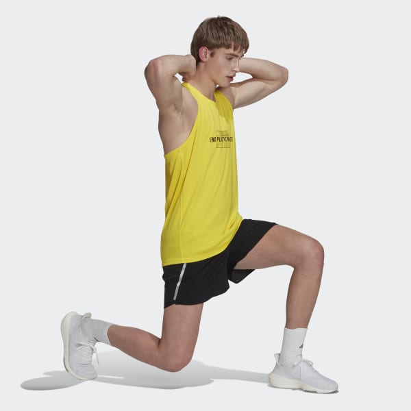 Yellow Own The Run End Plastic Waste AEROREADY Graphic Tank Top LOQ96