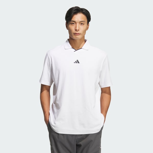 สีขาว เสื้อโปโลแขนสั้นผ้า Twistknit