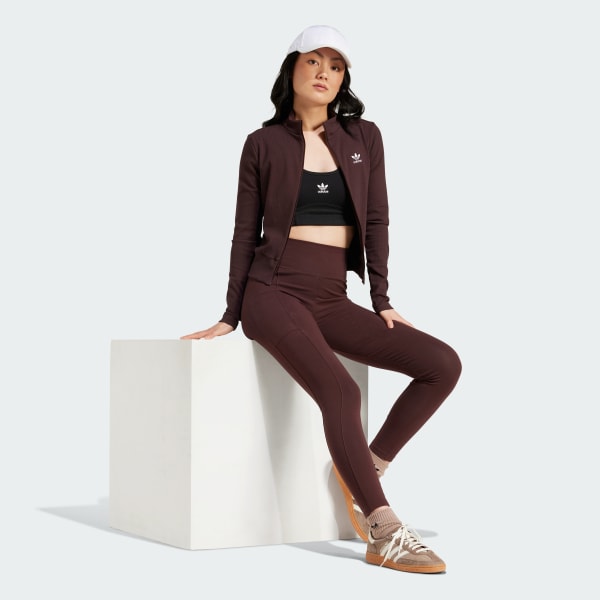 Καφέ Essentials Ribbed Full-Zip Track Top