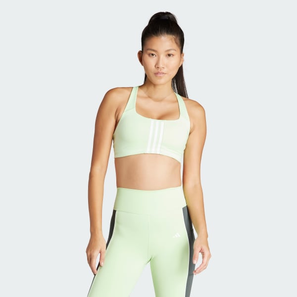Verde Top Deportivo Powerimpact Training 3 Franjas Soporte Medio