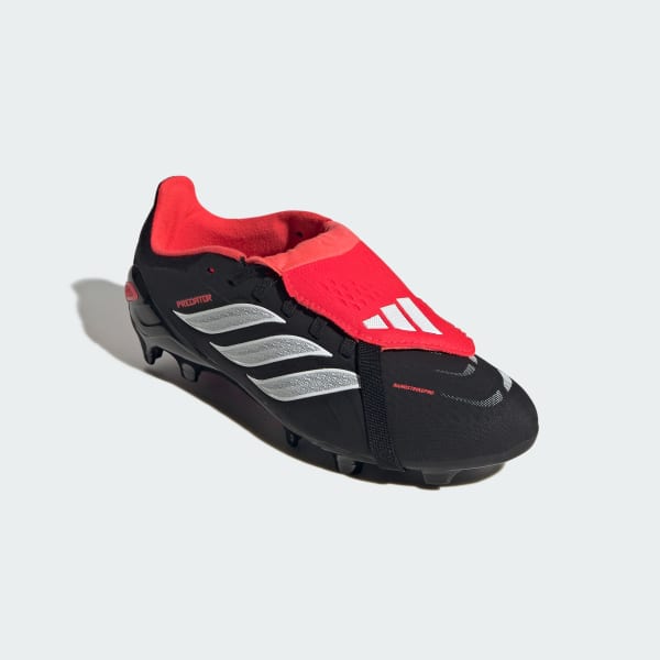 Black PREDATOR ELITE Fold-Over Tongue Firm Ground Football Boots Kids