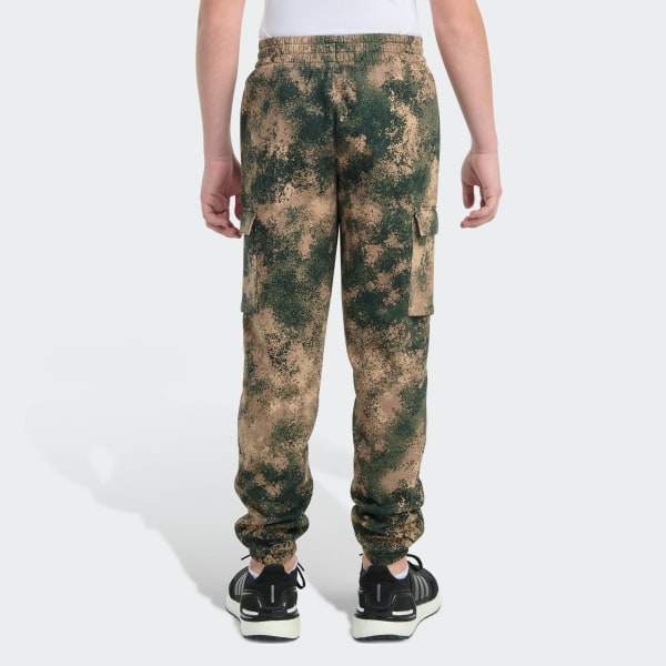 Brown Elastic Waistband Woodland Camo Printed Cargo Joggers
