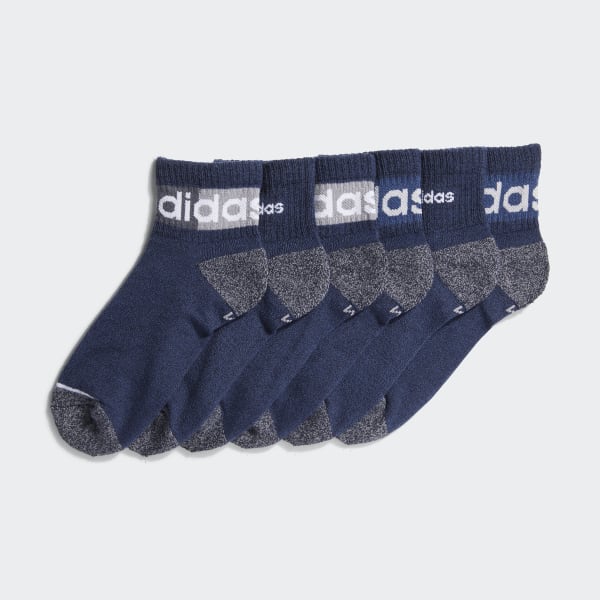 Blue Blocked Linear Quarter Socks 6 Pairs HIT32A