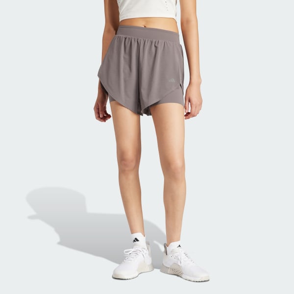adidas, HIIT HEAT.RDY Two-in-One Shorts - Silver