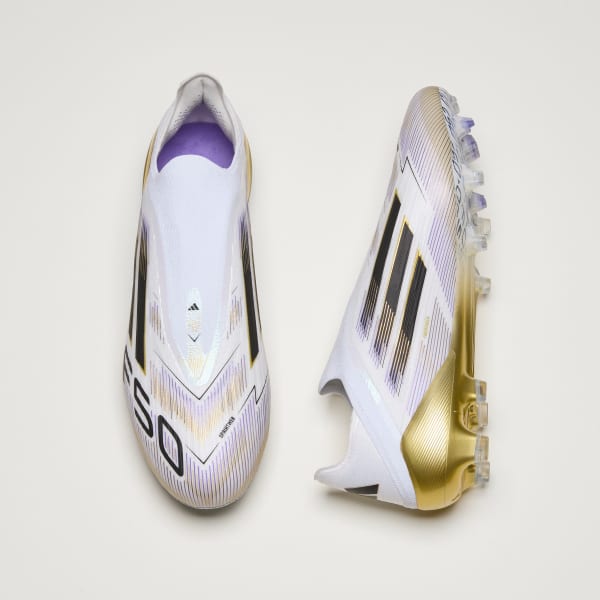 Blanco Zapatos de fútbol para terreno firme sin cordones F50 Elite