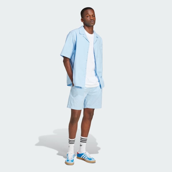 Mau-xanh-da-troi Áo Sơ Mi Ngắn Tay Vải Sọc Nhăn Essentials