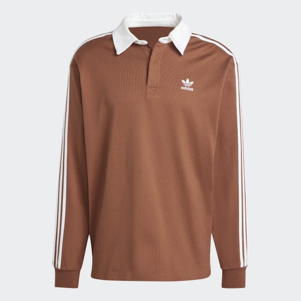 adidas ブラウン ストライプ ポロシャツ M アディダス アディカラーラグビーポロシャツ - ブラウン