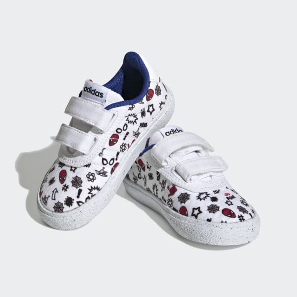 Weiss adidas x Marvel VULCRAID3R Spider-Man Hook-and-Loop Schuh